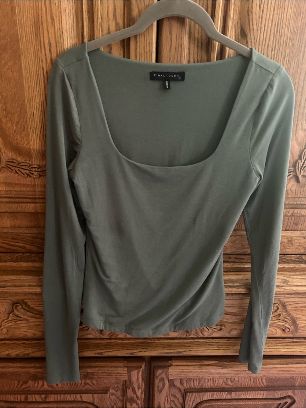 Final Touch Green Scoop Neck Long Sleeve Top